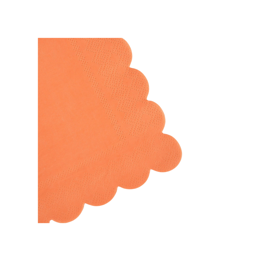 Orange napkin with scalloped edge for birthday from Parte Haus party supply store in Bethesda Maryland