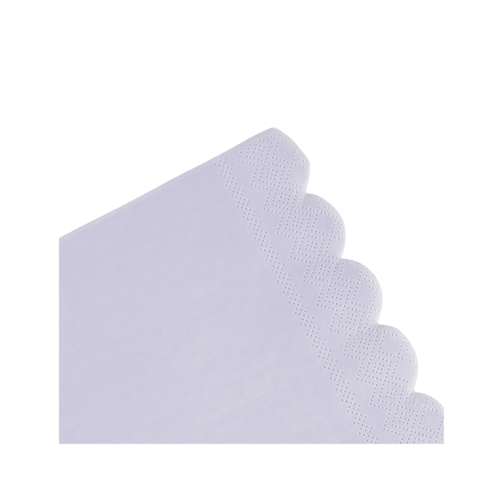 White napkin with scalloped edge for birthday from Parte Haus party supply store in Bethesda MD