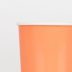 Peach paper cup with white rim simple design drinkware for birthdays from Parte Haus party supply store in Bethesda MD