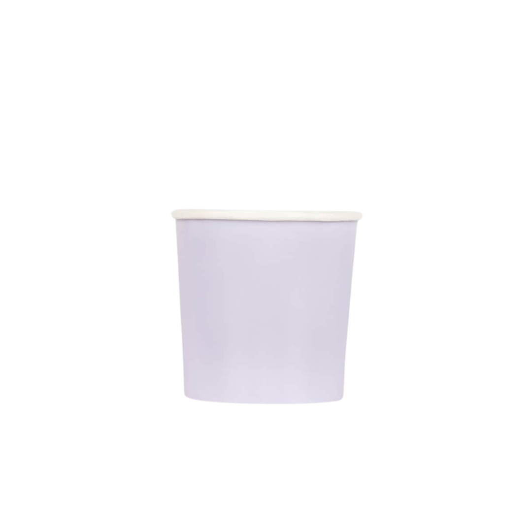 Pastel purple paper cup plain design birthday from Parte Haus party supply store in Bethesda Maryland