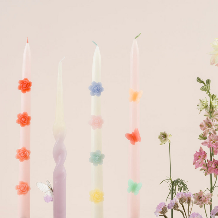 Pastel Flower Taper Candles