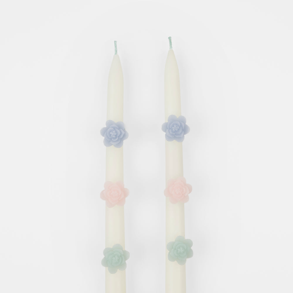 Pastel Flower Taper Candles