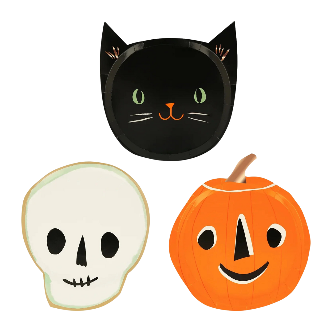 Orange, Black and White It's Halloween! Small Appetizer Dessert Plates