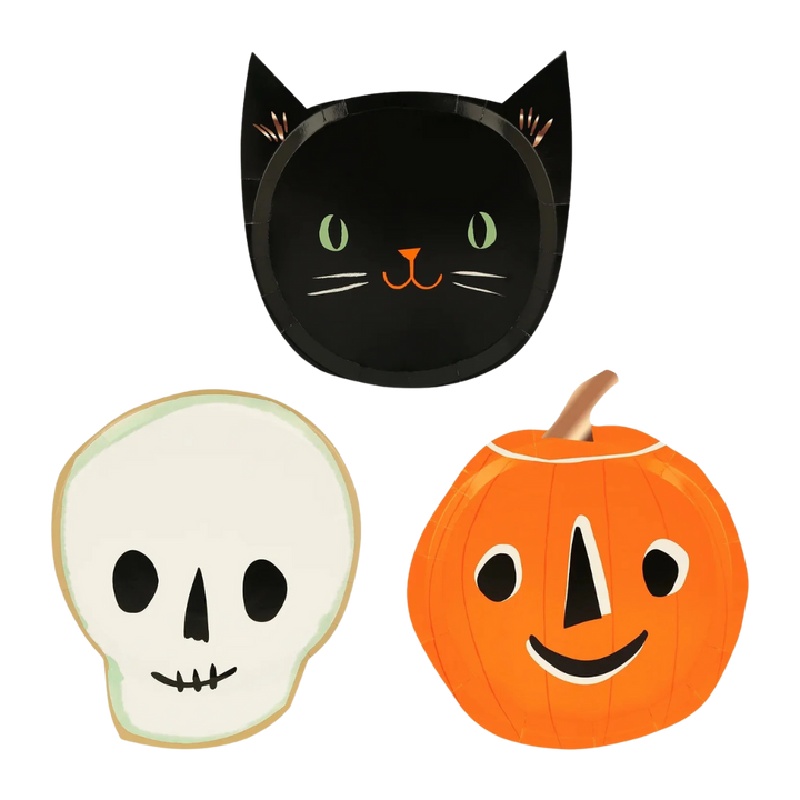 Orange, Black and White It's Halloween! Small Appetizer Dessert Plates