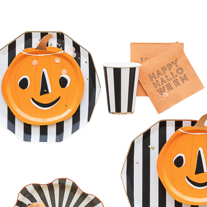 Orange, Black and White It's Halloween! Small Appetizer Dessert Plates