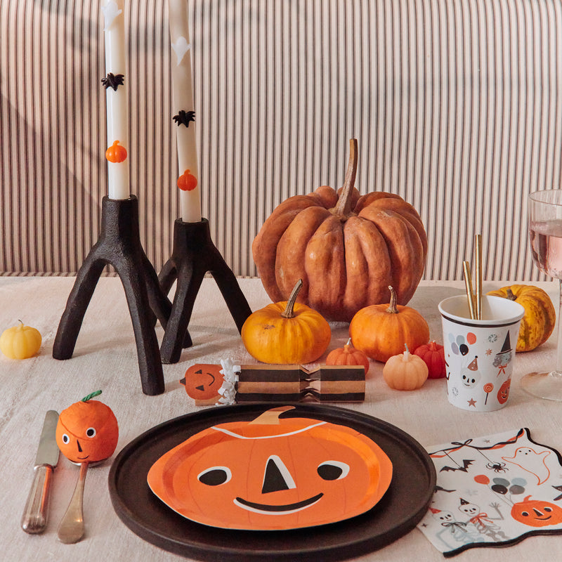 Orange, Black and White It's Halloween! Small Appetizer Dessert Plates