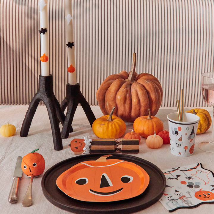 Orange, Black and White It's Halloween! Small Appetizer Dessert Plates