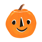 Orange pumpkin plate with happy face for Halloween from Parte Haus party supply store in Bethesda MD