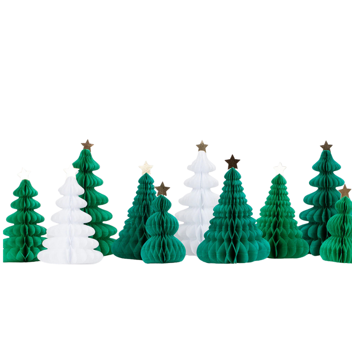 Green and White Honeycomb Trees Table Decoration