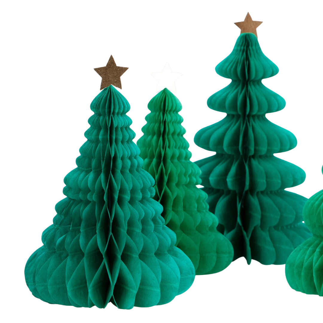 Green and White Honeycomb Trees Table Decoration