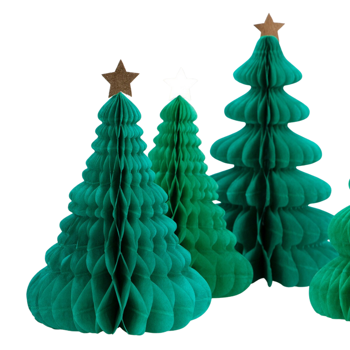 Green and White Honeycomb Trees Table Decoration