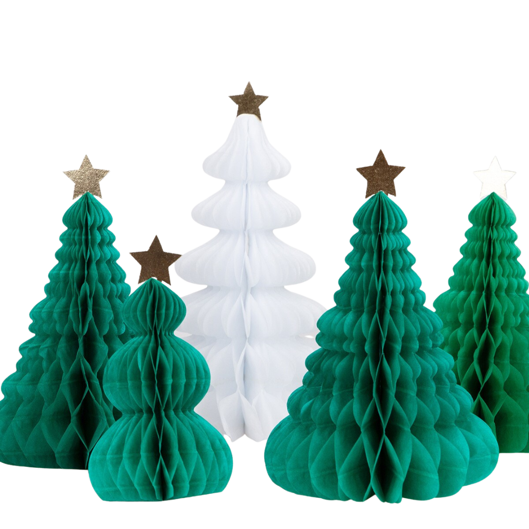 Green and White Honeycomb Trees Table Decoration