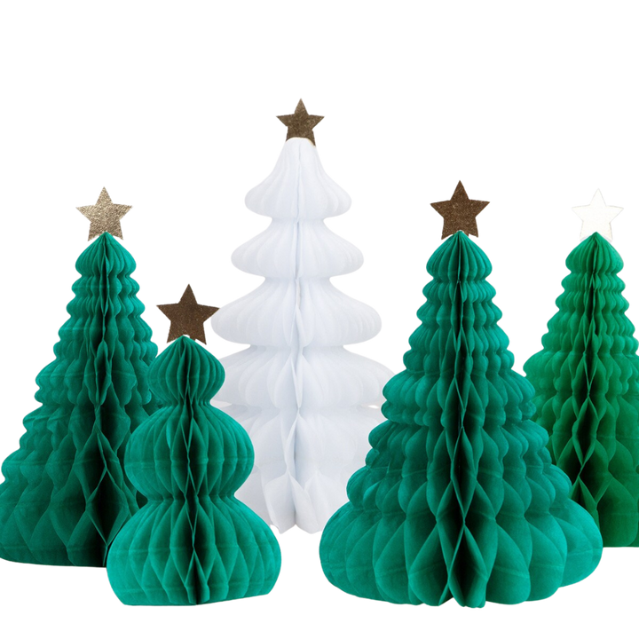 Green and White Honeycomb Trees Table Decoration