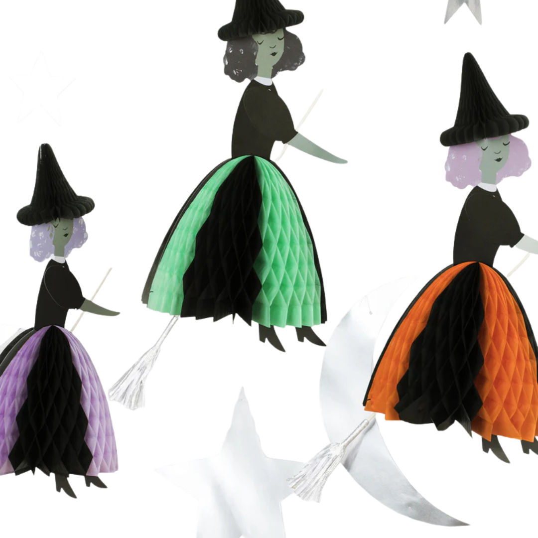 Assorted Flying Honeycomb Witch Hanging Decorations