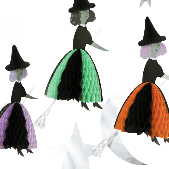 Assorted Flying Honeycomb Witch Hanging Decorations