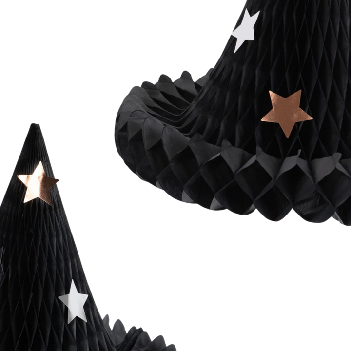 Black Honeycomb Witch Hat Decorations