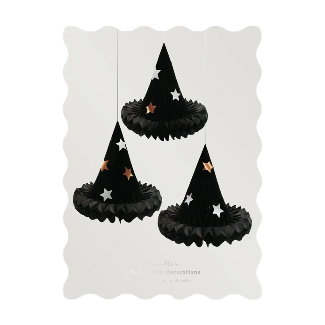 Black Honeycomb Witch Hat Decorations