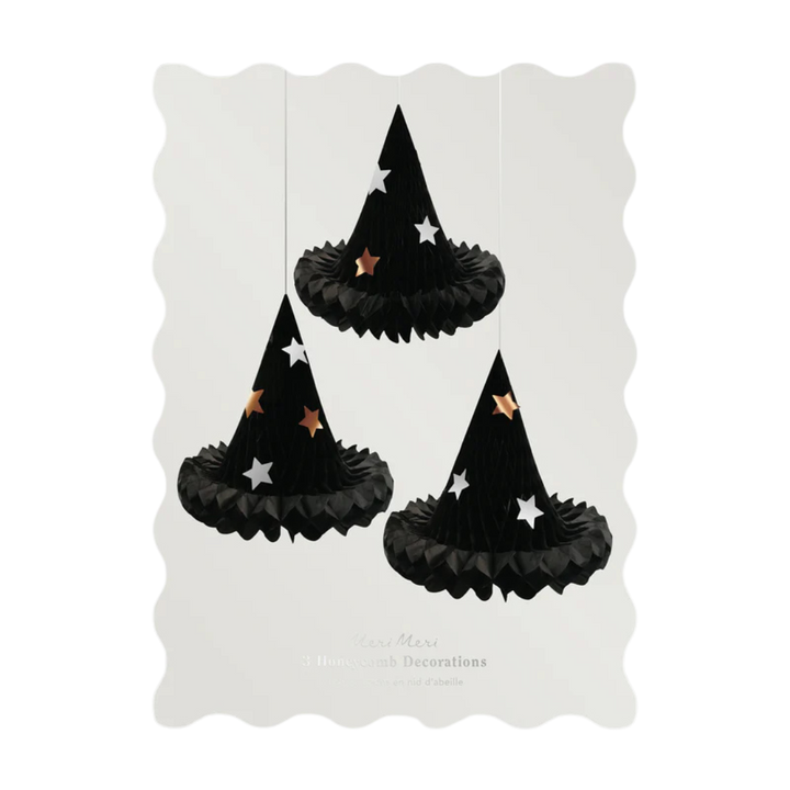 Black Honeycomb Witch Hat Decorations
