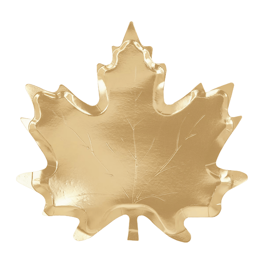 Gold leaf shaped plate metallic fall theme from Parte Haus party supply store in Bethesda MD