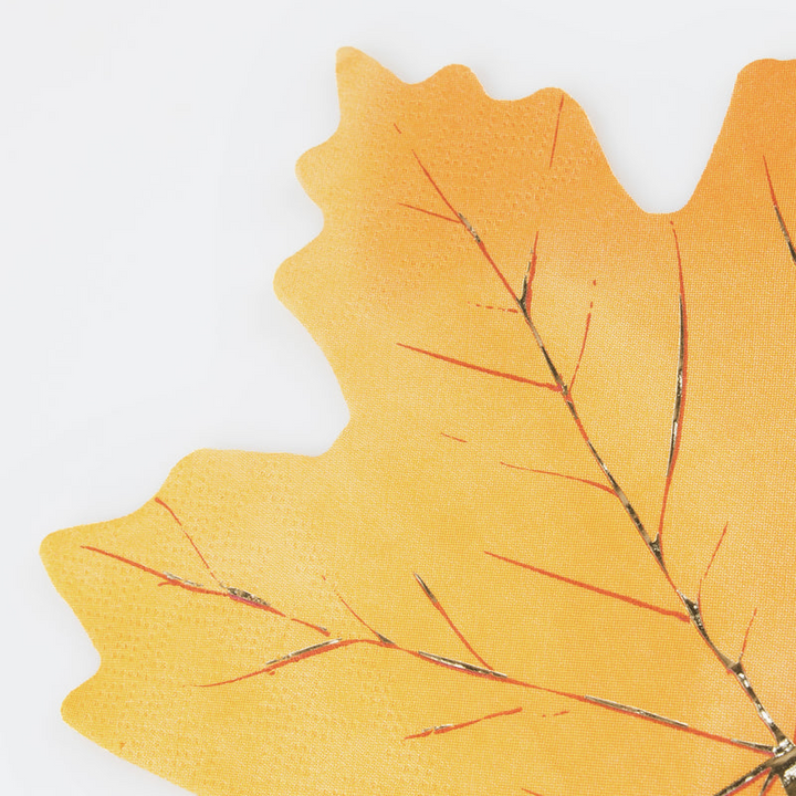 Yellow Maple Leaf Shaped Dinner Napkins