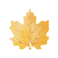 Yellow maple leaf shaped plate with autumn design for fall gatherings from Parte Haus party supply store in Bethesda MD.