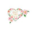 pink floral heart shaped foil balloon with sweet baby girl text baby shower from Parte Haus party supply store in Bethesda Maryland
