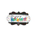 Multicolor jumbo Happy Retirement balloon with confetti design for retirement from Parte Haus party supply store in Bethesda MD