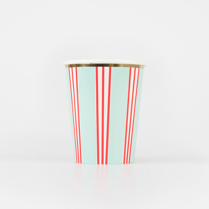 Red and Mint Festive Stripe Cups