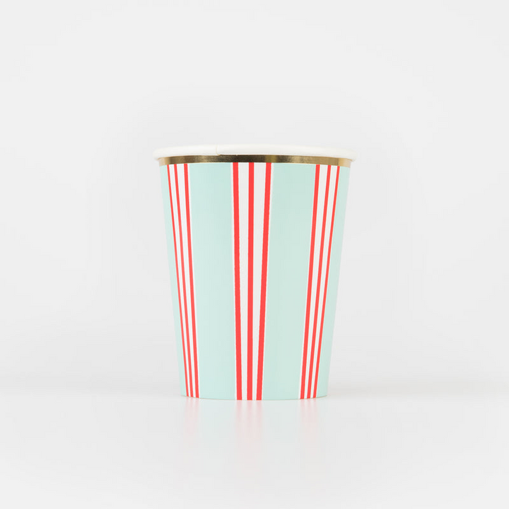 Red and Mint Festive Stripe Cups