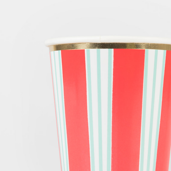Red and Mint Festive Stripe Cups
