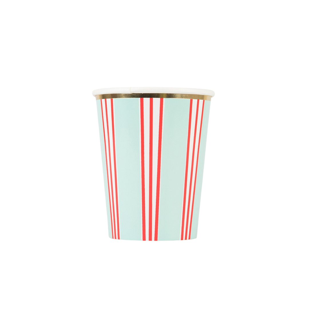 Red and Mint Festive Stripe Cups