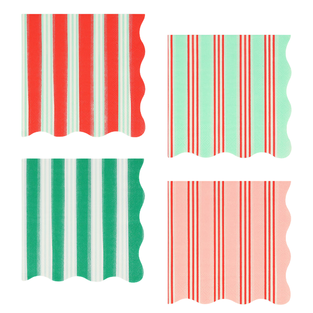 Assorted Festive Stripe Cocktail Napkins