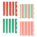 Red green pink striped scalloped paper napkins Christmas theme from Parte Haus party supply store in Bethesda Maryland