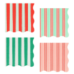 Red green pink striped scalloped paper napkins Christmas theme from Parte Haus party supply store in Bethesda Maryland