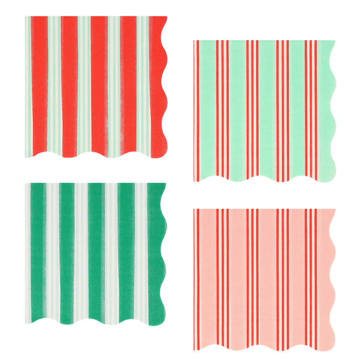 Assorted Festive Stripe Cocktail Napkins