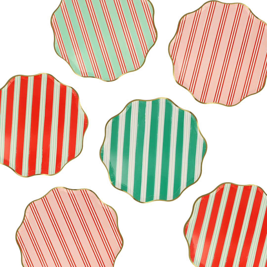 Assorted Festive Stripe Side Plates