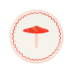 Red mushroom paper plate whimsical fairy theme from Parte Haus party supply store in Bethesda MD