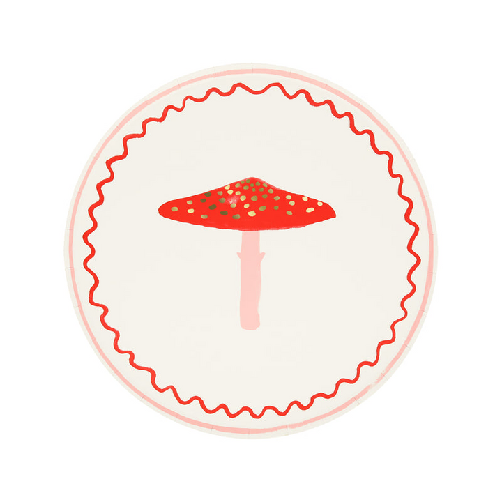 Pink and Red Mushroom Small Appetizer Dessert Plates