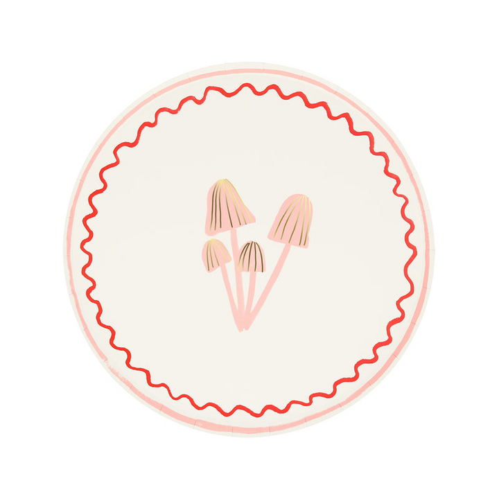 Pink and Red Mushroom Small Appetizer Dessert Plates