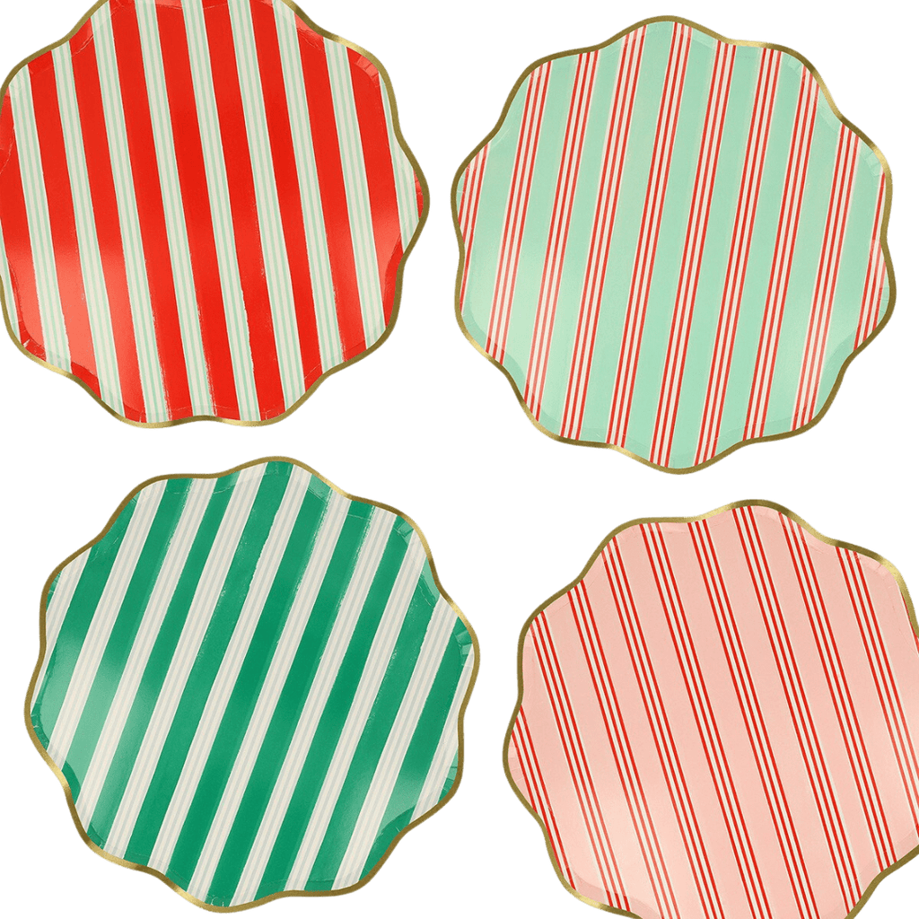 Assorted Festive Stripe Dinner Plates