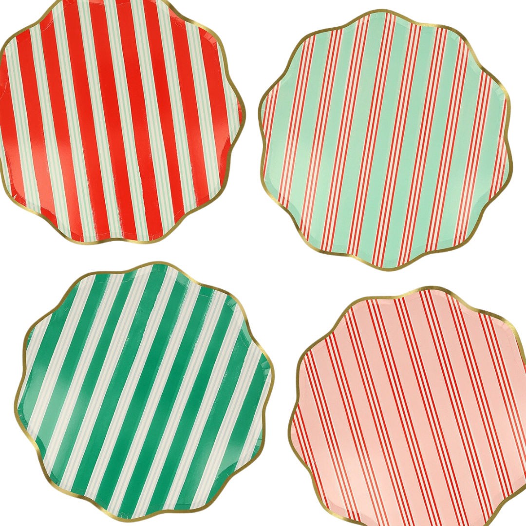 Assorted Festive Stripe Dinner Plates