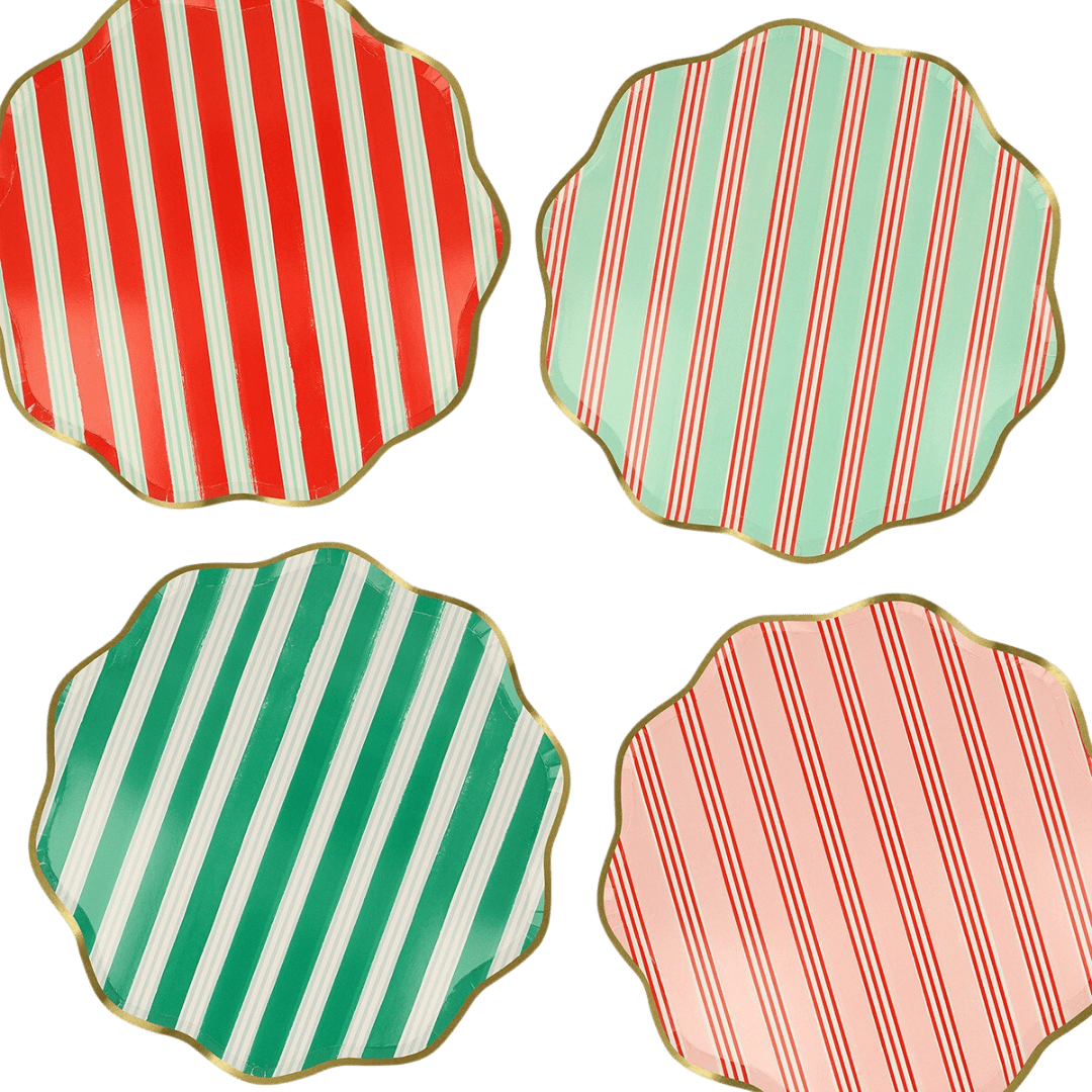 Assorted Festive Stripe Dinner Plates