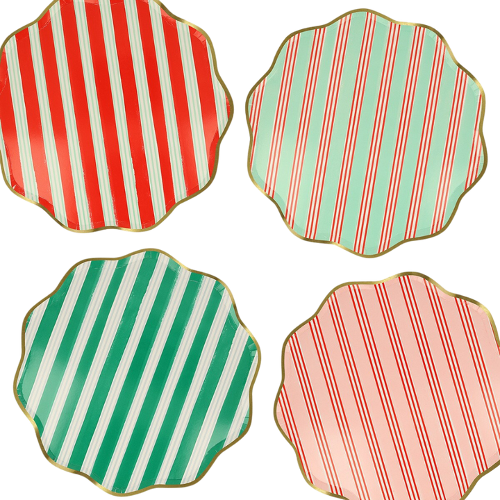 Assorted Festive Stripe Dinner Plates