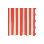 Red and mint striped napkin with scalloped edge Christmas from Parte Haus party supply store in Bethesda MD