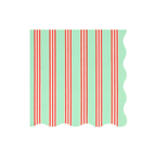 Mint and red napkin with vertical stripes and scalloped edge Christmas theme from Parte Haus party supply store in Bethesda MD.