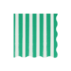 Green and white striped paper napkin with scalloped edge for birthday from Parte Haus party supply store in Bethesda MD