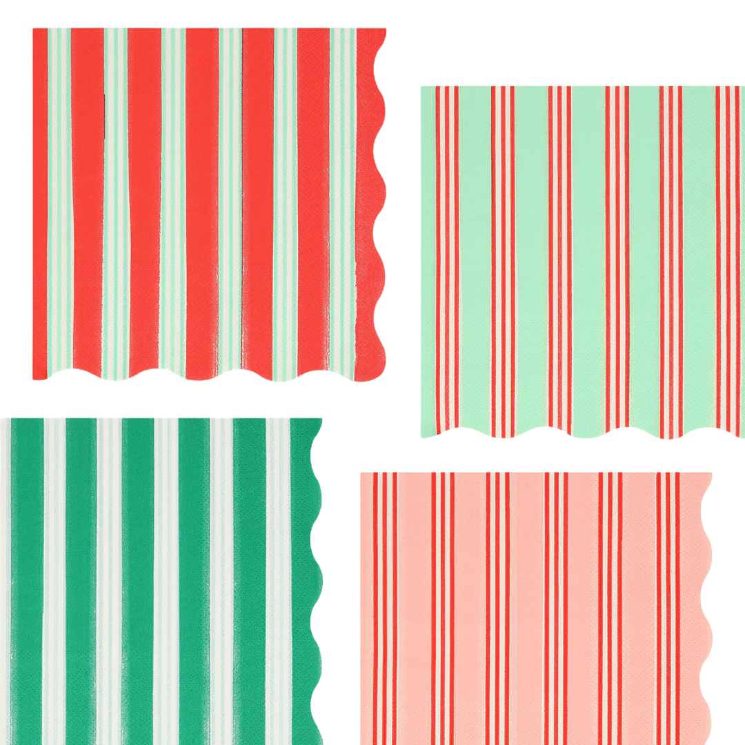 Assorted Festive Stripe Dinner Napkins