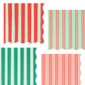 Red green and mint striped napkins with scalloped edges festive design from Parte Haus party supply store in Bethesda MD