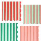 Red green and mint striped napkins with scalloped edges festive design from Parte Haus party supply store in Bethesda MD
