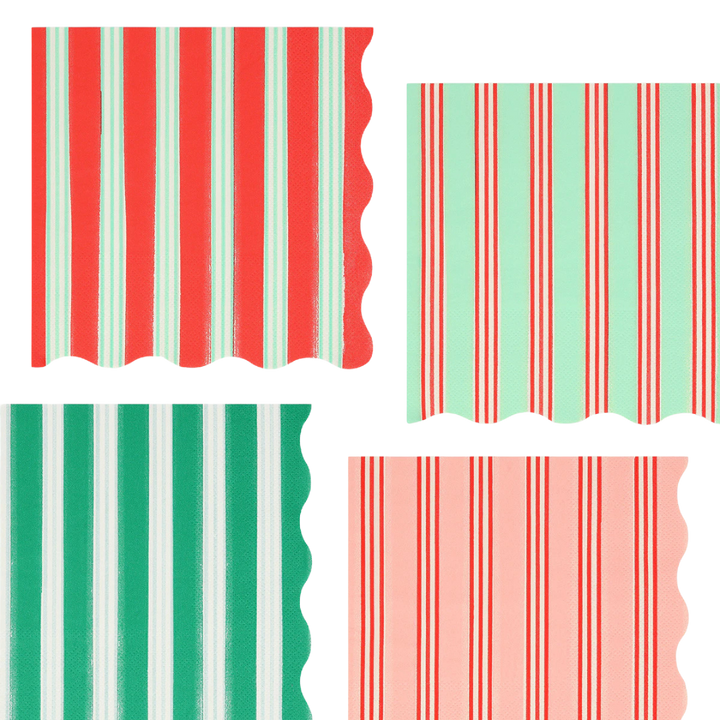 Assorted Festive Stripe Dinner Napkins